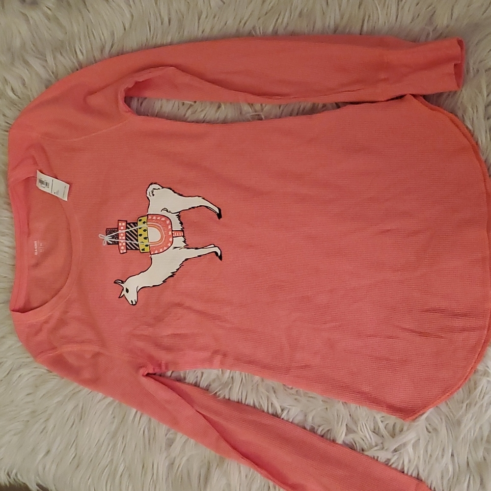 ~~Old Navy Llama Holiday Top | Long Sleeve | Coral Pink | NWT | Medium Tall~~